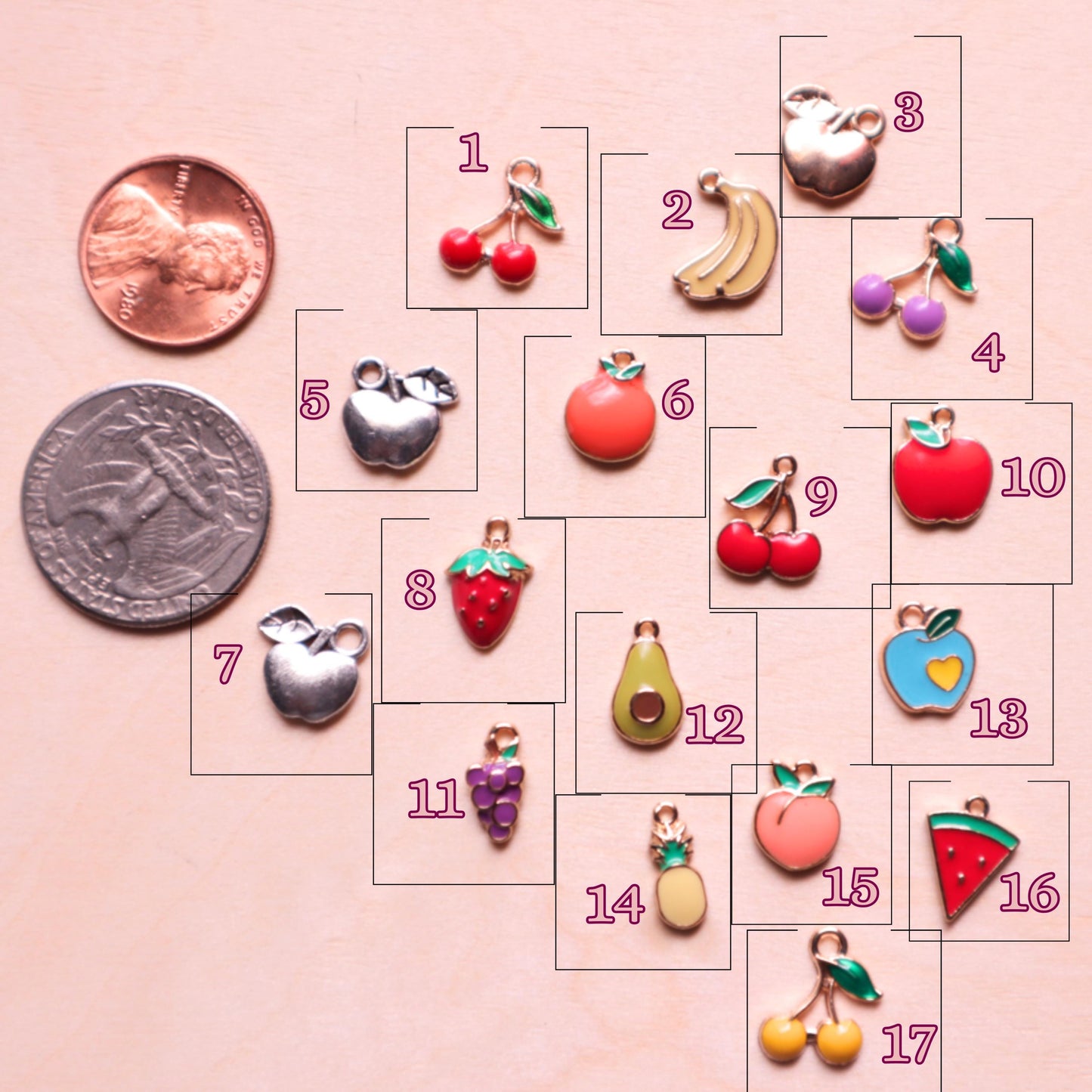 Curated Enamel Fruit Charm Collection