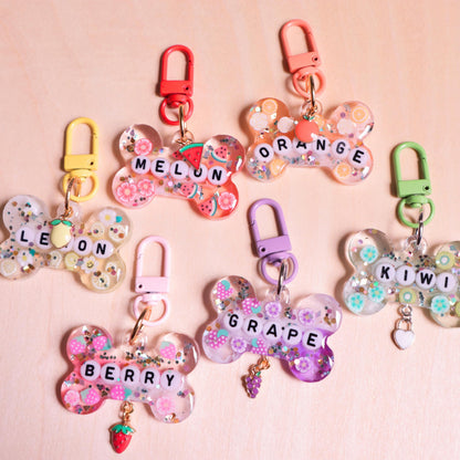 Custom Fruity Glitter Pet Tag with Letter Beads