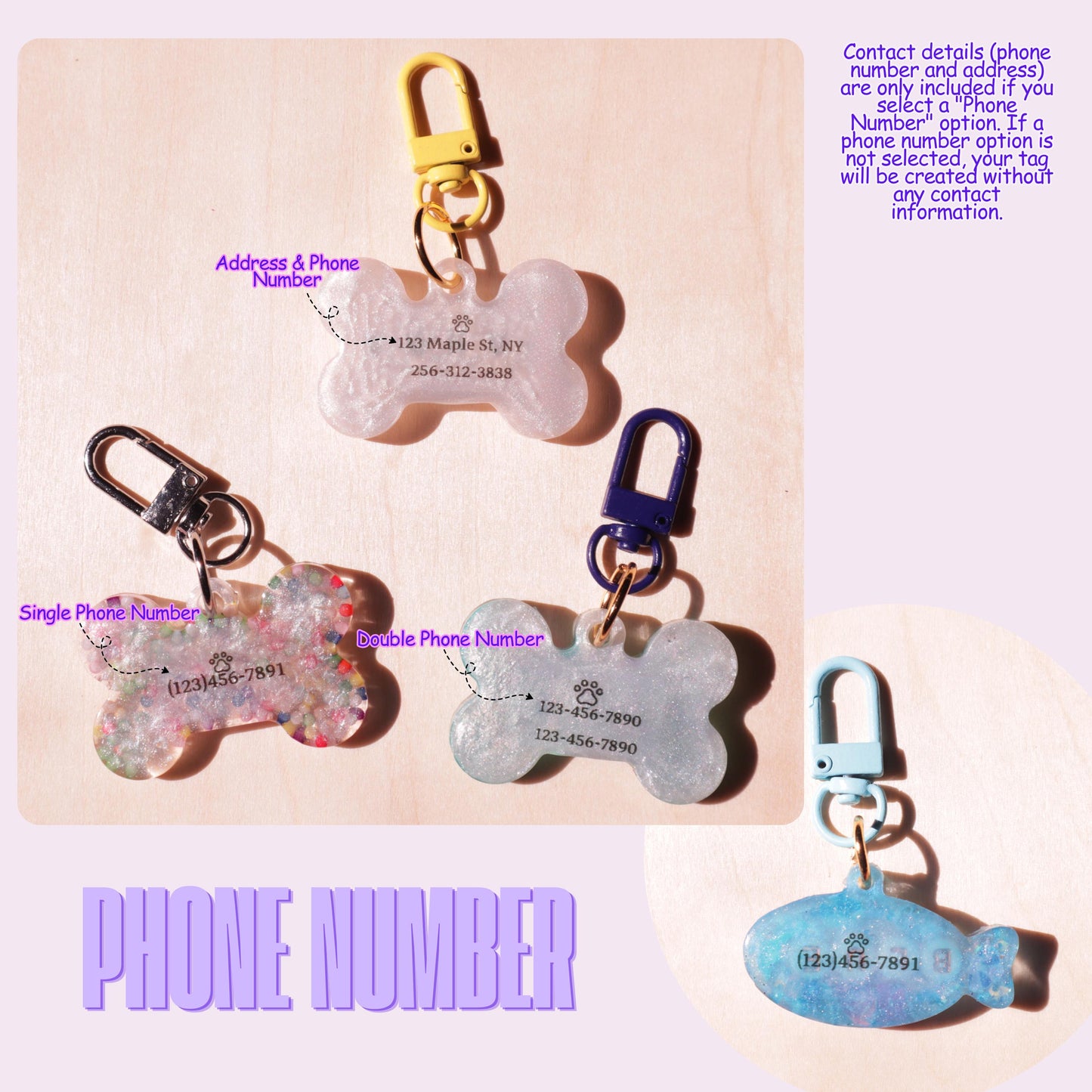 Custom Fruity Glitter Pet Tag with Letter Beads