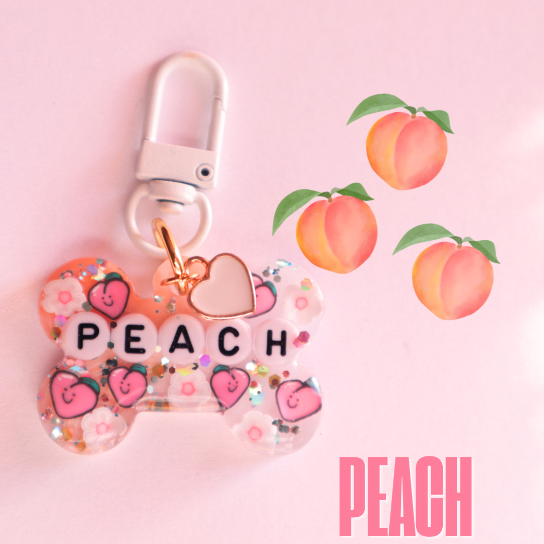 Custom Fruity Glitter Pet Tag with Letter Beads