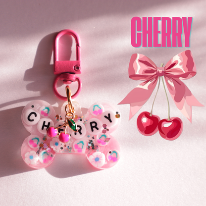 Custom Fruity Glitter Pet Tag with Letter Beads
