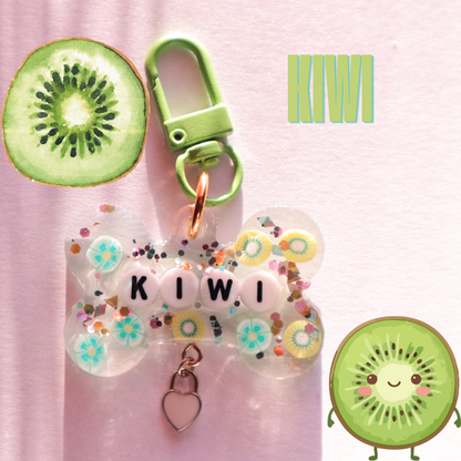 Custom Fruity Glitter Pet Tag with Letter Beads
