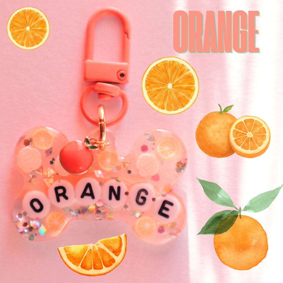 Custom Fruity Glitter Pet Tag with Letter Beads