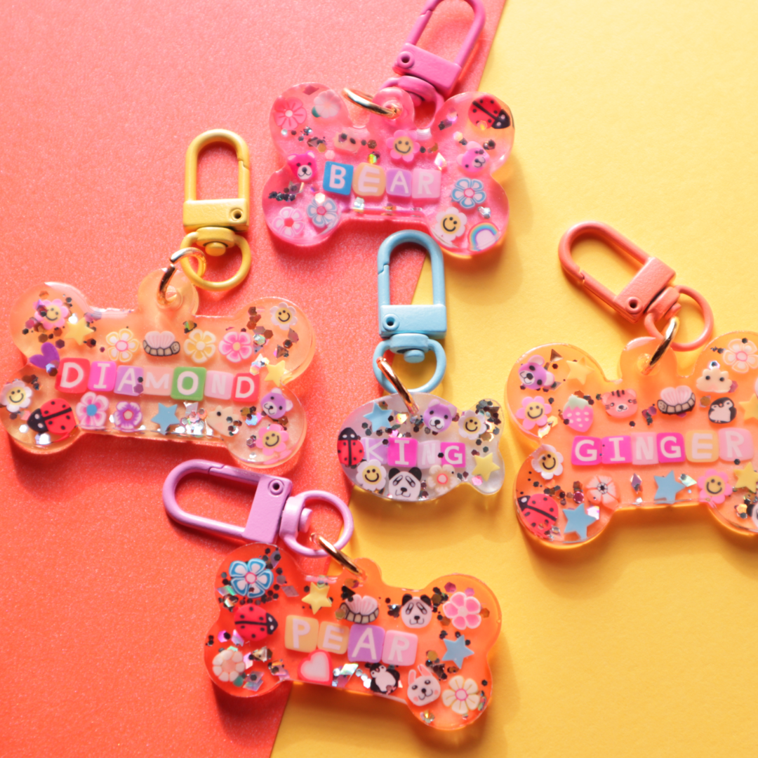 Personalized Sparkly Resin Pet Tag
