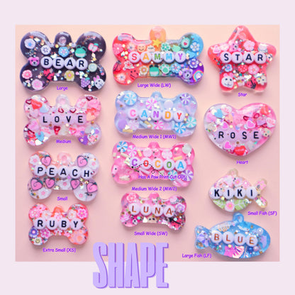Custom Fruity Glitter Pet Tag with Letter Beads