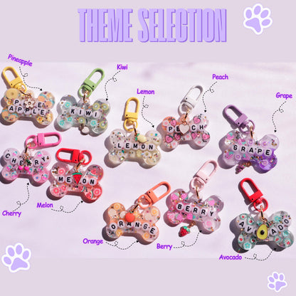 Custom Fruity Glitter Pet Tag with Letter Beads