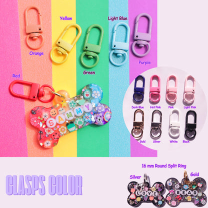 Custom Sparkle Resin Pet Tag with Letter Beads