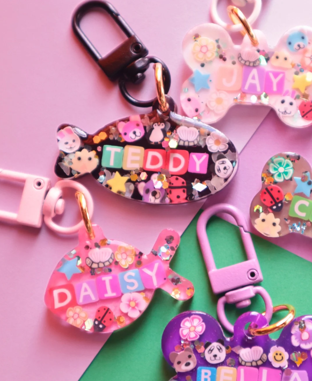 Personalized Sparkly Resin Pet Tag