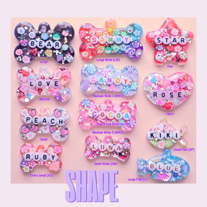 Custom Sparkle Resin Pet Tag with Letter Beads