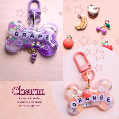 Custom Fruity Glitter Pet Tag with Letter Beads