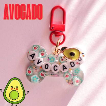 Custom Fruity Glitter Pet Tag with Letter Beads